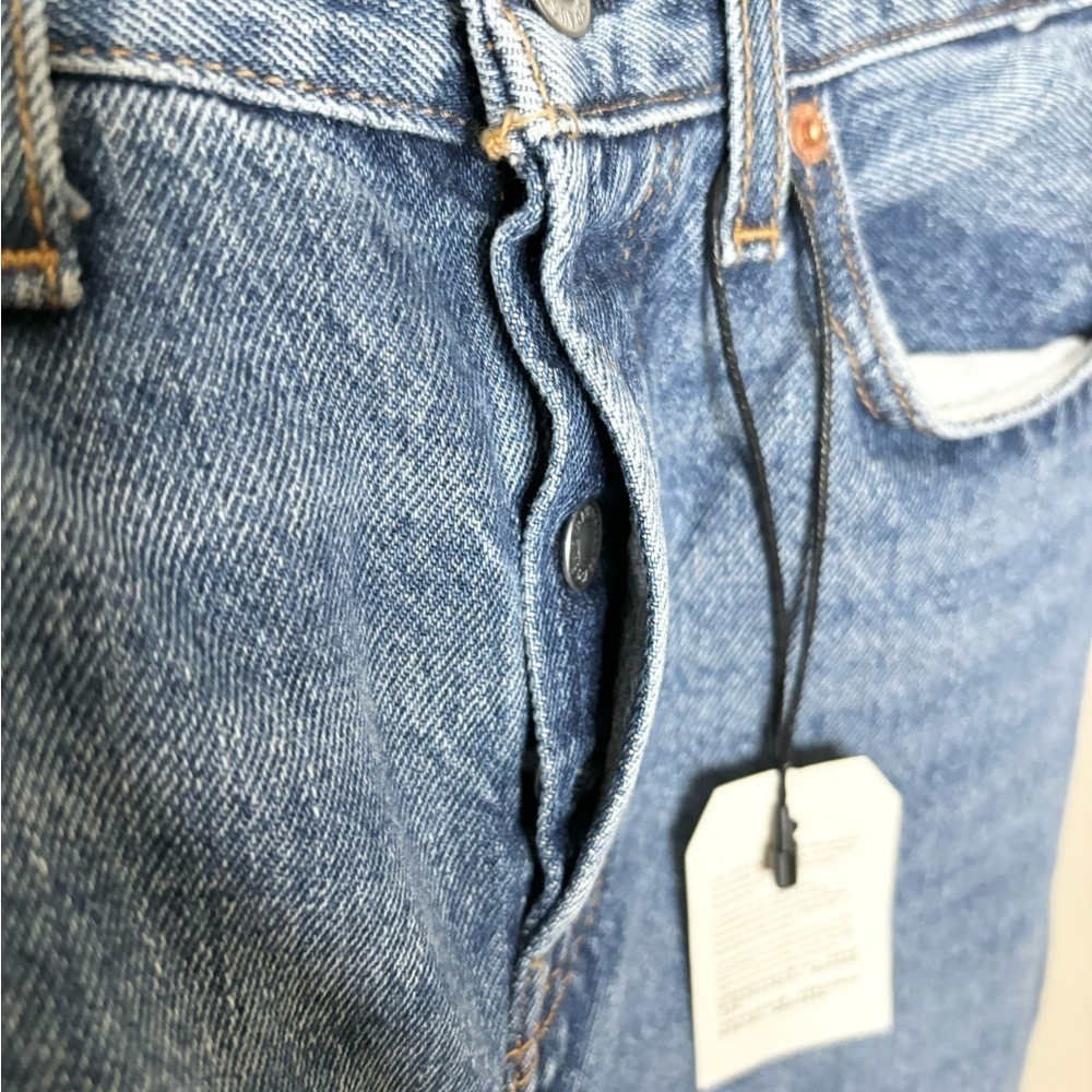 Levi's medium dark wash wedgie straight jeans raw hem size 25 new - Picture 6 of 6
